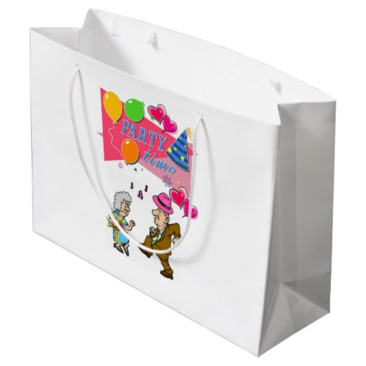 Happy Birthday Gift Bag Party Time Jubileum Groot Cadeauzakje (Achterkant Gekanteld)