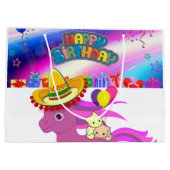 Happy Birthday Gift Bag Pony Kittens Groot Cadeauzakje (Achterkant)