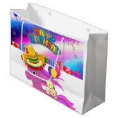 Happy Birthday Gift Bag Pony Kittens Groot Cadeauzakje (Voorkant Gekanteld)