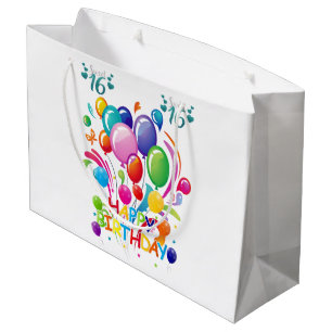 Happy Birthday Gift Bag Sweet Sixteen Groot Cadeauzakje