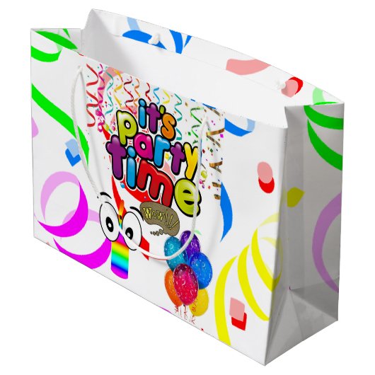 Happy Birthday Gift Bag Time Groot Cadeauzakje (Achterkant Gekanteld)