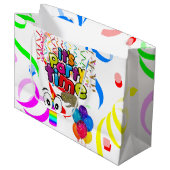 Happy Birthday Gift Bag Time Groot Cadeauzakje (Voorkant Gekanteld)