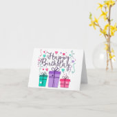 Happy Birthday Gift Boxes on White Kaart (Gele Bloem)