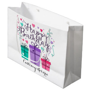 Happy Birthday Gift Boxes op White Customize Groot Cadeauzakje