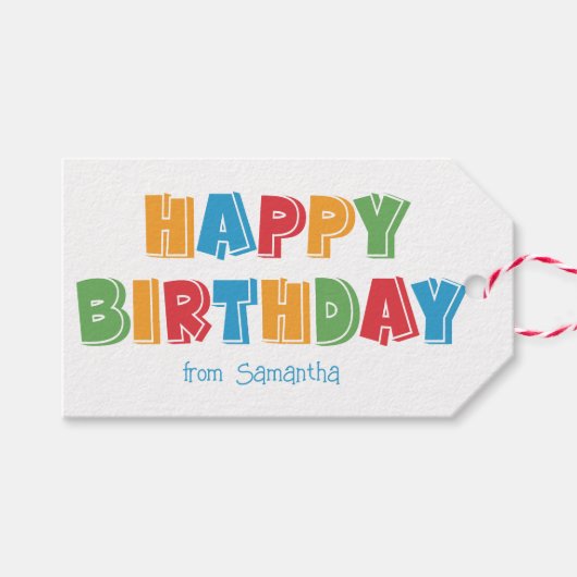 Happy Birthday Gift Label Cadeaulabel (Voorkant (Horizontaal))