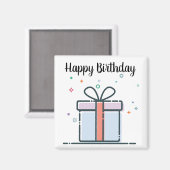 Happy Birthday Gift Square Magnet Magneet (Voorkant / Achterkant)