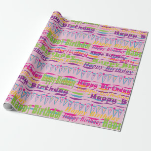 Happy Birthday Gift Wrap voor meisjes Cadeaupapier