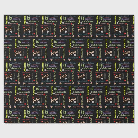 Happy Birthday Gift Wrapping Paper Annette Cadeaupapier (Vlak)