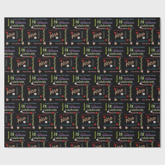 Happy Birthday Gift Wrapping Paper Benjamin Cadeaupapier (Vlak)