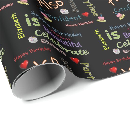 Happy Birthday Gift Wrapping Paper Elizabeth Cadeaupapier (Rol Hoek)