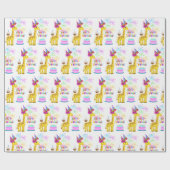Happy Birthday Gift Wrapping Paper Giraffe Cadeaupapier (Vlak)