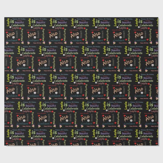 Happy Birthday Gift Wrapping Paper Layla Cadeaupapier (Vlak)