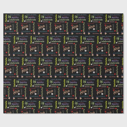 Happy Birthday Gift Wrapping Paper Natalie Cadeaupapier (Vlak)
