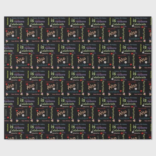 Happy Birthday Gift Wrapping Paper Sebastian Cadeaupapier (Vlak)