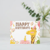 Happy Birthday Giraffe Briefkaart (Staand voorkant)