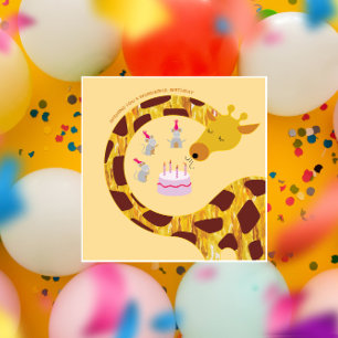 Happy Birthday - Giraffe en vrienden Kaart