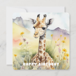 Happy Birthday Giraffe Flat Kaart