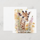 Happy Birthday Giraffe Flat Kaart (Voorkant / Achterkant)