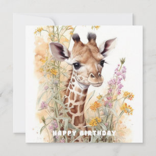 Happy Birthday Giraffe Flat Kaart