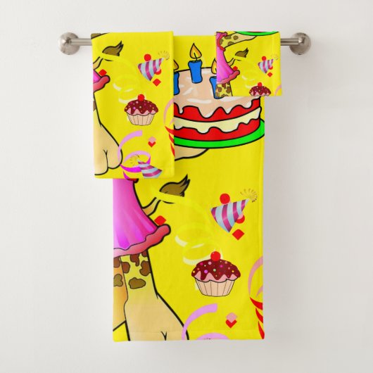 Happy Birthday Giraffe Hands Bathroom Towel sets Bad Handdoek (Insitu)