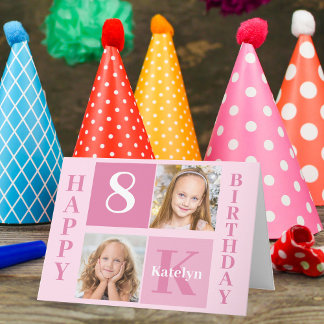 Happy Birthday Girl Cute Custom Fotoroze Kaart