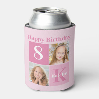 Happy Birthday Girl Cute Custom Photo Pink Party Blikjeskoeler