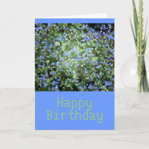 "Happy Birthday", Glas in lood in Blues&Greens Kaart
