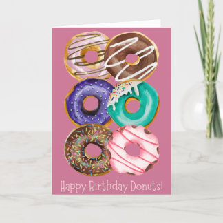 Happy Birthday Glazed Donuts Pink Wenskaart Kaart