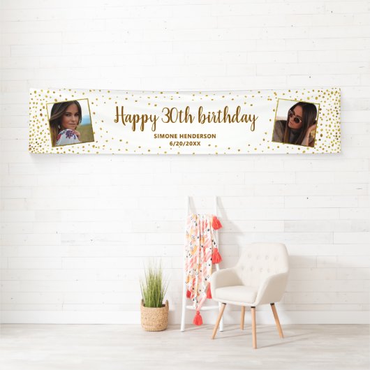 Happy Birthday Glitter 2 Foto's Elke leeftijd extr Spandoek (Insitu)