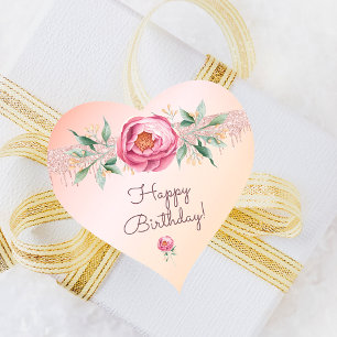 Happy Birthday glitter blush roze roze roze goudbl Hart Sticker