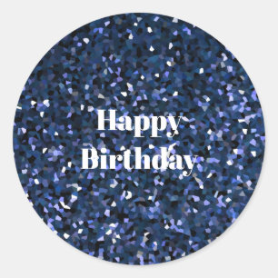 Happy Birthday Glittery Blue Boys Girls Party 2023 Ronde Sticker