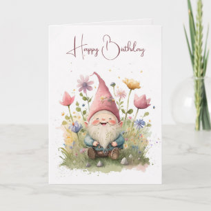 Happy Birthday Gnome in Garden Kaart