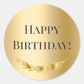 Happy Birthday Gold decor Ronde Sticker (Voorkant)