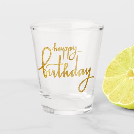 Happy Birthday Gold Foil Shot Glas (Voorkant)