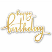 Happy Birthday Gold Foil Sticker (Voorkant)