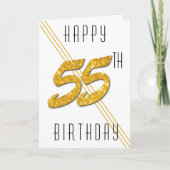 Happy Birthday Gold Glitter 55 jaar oud Kaart (Voorkant)