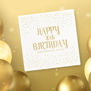 Happy Birthday Gold Glitter elk jaar op maat Servet