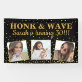 Happy Birthday Gold Glitter Photos Honk & Wave Spandoek (Horizontaal)