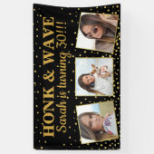 Happy Birthday Gold Glitter Photos Honk & Wave Spandoek (Verticaal)