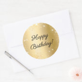 Happy Birthday Gold glitter Ronde Sticker (Envelop)