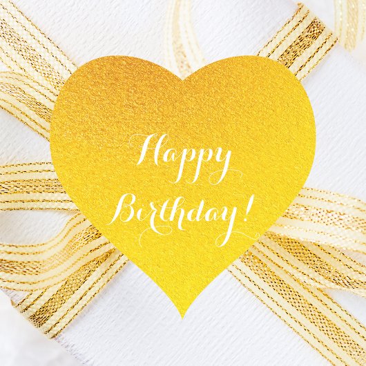 Happy Birthday Gold Hart Sticker