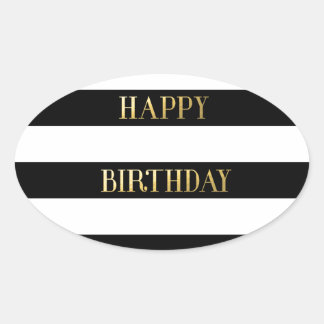 Happy Birthday Gold Ovale Sticker