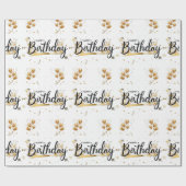 Happy Birthday Gold Wrapping Paper Cadeaupapier (Vlak)