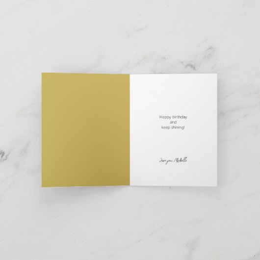 Happy Birthday Golden Glitter Custom Name Notitiekaartje (Binnen)
