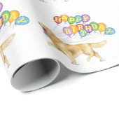 Happy Birthday Golden Retriever Cadeaupapier (Rol Hoek)