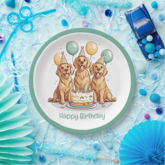 Happy Birthday Golden Retriever Honden Papieren Bordje (Feest)