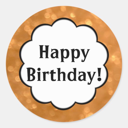 Happy Birthday - Golden Round Sticker (Voorkant)