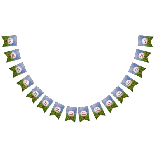 Happy Birthday Golf Ball op rood t-shirt Vlaggetjes (Alle)