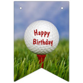 Happy Birthday Golf Ball op rood t-shirt Vlaggetjes (Eerste vlag)