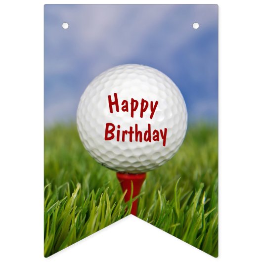 Happy Birthday Golf Ball op rood t-shirt Vlaggetjes (Eerste vlag)
